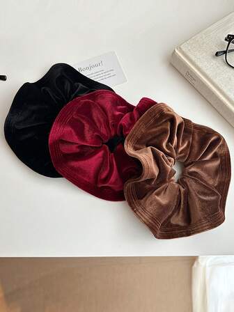 Scrunchie de veludo grande, scrunchie de veludo retrô com babados franceses, acessórios de cabelo de veludo, elegante decoração de cabelo para rabo de cavalo, elásticos de cabelo, elásticos de cabelo, elásticos de borracha para cabelo, corda de cabelo