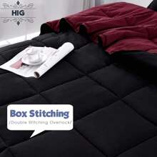 HIG 3pc Down Alternative Comforter Set - All Season Reversible Comforter With Two Shams - Quilted Duvet Insert With Corner Tabs - Box Stitched - Super Soft, Fluffy (Full/Queen, Black) - 預洗桃子 - 查看 10