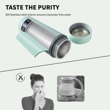 OCTAVO 旅行电水壶便携式迷你水壶，小型热水器，带 4 种温度设置，304 不锈钢，快速烧水，具有自动关闭和干烧保护功能（350 毫升） - 美規B型插(110-127V) - 查看 5