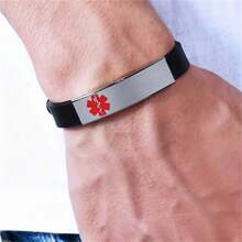 Personalized Medical Alert Bracelet, Adjustable Silicone Medic ID Bangle Disease Allergy Awareness Wristband Customized Identification Jewelry For Emergency Life Saver, With Aid Bag,Silver,Stylish,Colorful,Vintage,Unisex,Hipster,Simple,Casual,Custom,Personalized,Unique,Ideal Gifts For Him,Ideal Gifts For Her,Her,Boyfriend,Girlfriend,Dad,Mom,Family,Friends,For Anniversaries,For Birthdays,For Graduation,For Prom,For Party