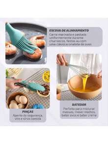 Kitchen Set Kit With 12 Pcs Silicone Utensils And Cup Kitchen Holder Wooden Handle Su - Xám - Xem 7