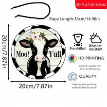1 件/2 件可爱奶牛标志木牌，7.87X7.87 英寸木牌，2D 平面印刷圆形木牌，壁挂动物标志前门装饰，适用于窗户、花环、入口、墙壁、节日装饰，乡村农舍风格标志花环木牌 - 彩色 - 查看 4