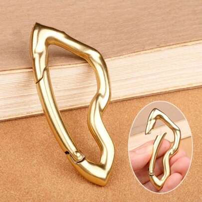 1pc Carabiner Clip Zinc Alloy Abnormal Spring Lock Clip, Heavy Duty Clasp For Backpack, Key Chain, Dog Leash, Light Gold Plated, 1.25oz