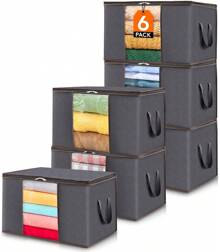 COSANSYS 90L Clothes Storage Bags Large Storage Box With Lid Packing Boxes For Moving House With Reinforced Handle Thick Fabric Clear Window For Clothes Duvet Blankets Bedding - Grey - View 4