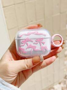 Valentines Cute Pink Bow Silicone Protective Case Compatible With Airpods Pro 2, Suits For New AirPods 1/2/3/4/Pro - Pink - View 3