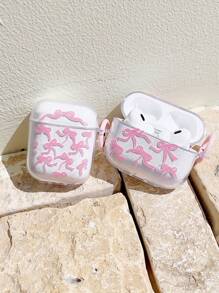 Valentines Cute Pink Bow Silicone Protective Case Compatible With Airpods Pro 2, Suits For New AirPods 1/2/3/4/Pro - Pink - View 2