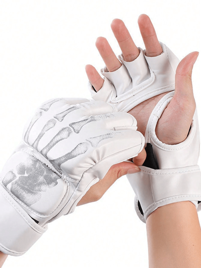 1 paire de gants de boxe, gants de boxe MMA à demi-doigts, gants épaissis pour adultes pour le combat au sac de sable et l'entraînement de boxe