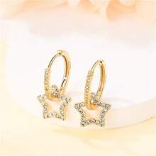 1 件镀银简约星星和心形吊坠耳环，适合日常佩戴，也是送给家人和朋友的特殊礼物 - 彩色 - 查看 8