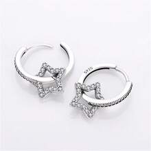 1 件镀银简约星星和心形吊坠耳环，适合日常佩戴，也是送给家人和朋友的特殊礼物 - 彩色 - 查看 10