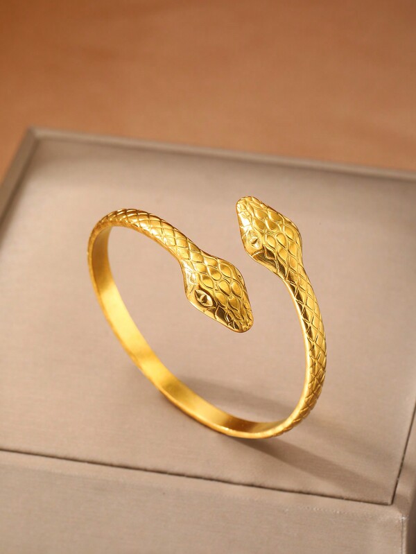 1 قطعة أساور مزدوجة على شكل رأس الثعبان مبالغ فيه وموضوعي،أساور من الفولاذ المقاوم للصدأ موضة للرجال