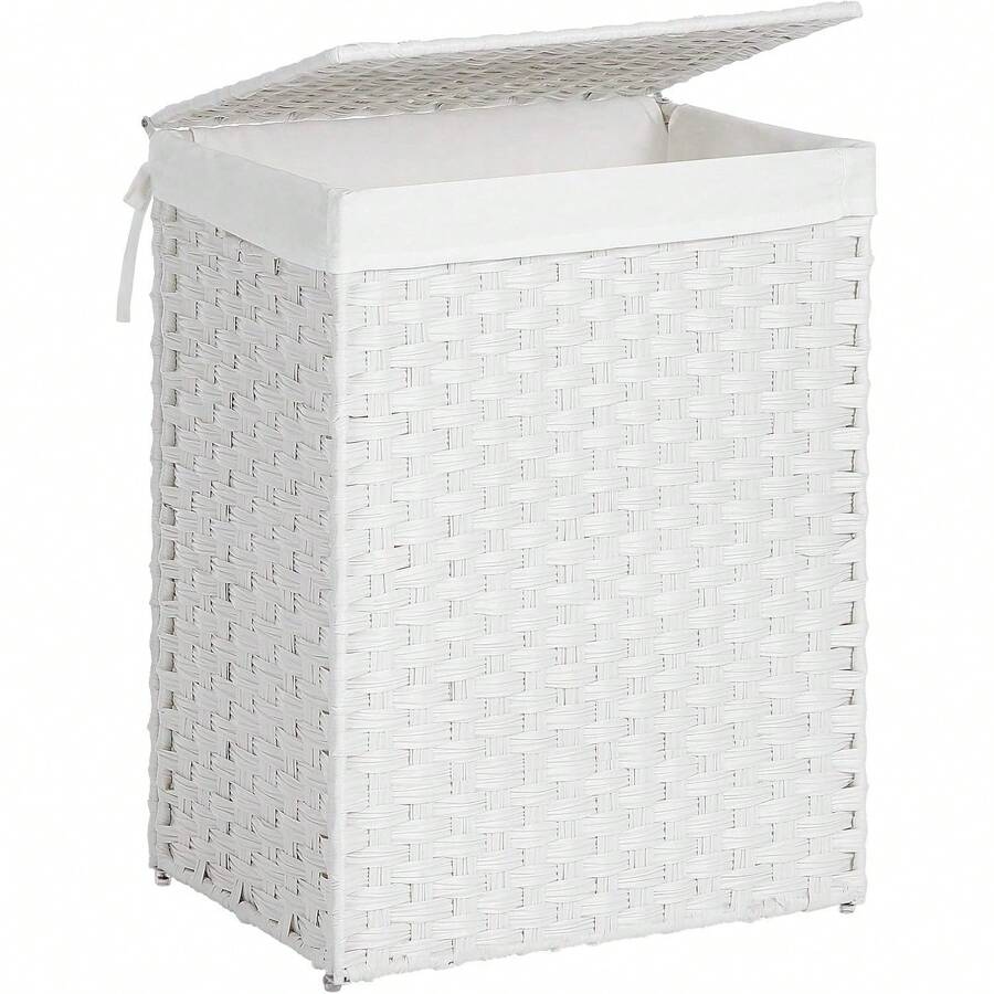 SONGMICS Laundry Hamper With Lid, 17.2 Gallon (65L) Synthetic Rattan