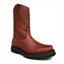 BOTA DE TRABAJO USO RUDO O INDUSTRIAL EN PIEL GENUINA DE ALTA CALIDAD PIEL CORTE VACUNO DE SELECCION CON SUELA TRACTOR EN HULE RESISTENTE - Color caoba - Ver 4