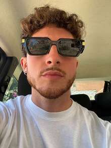 1 Pair Men's Black Plastic Frame & Metal Nail Square Fashion Glasses, Elegant Retro Minimalist Style For Street, Casual, Outdoor, Driving Use - 淺灰色 - 查看 3