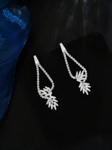 1 对奢华闪亮方晶锆石女士耳环，适合婚礼、生日、节日、派对场合 - 白色 - 查看 12