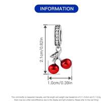 PANPOKI 1 Mặt dây chuyền hình quả anh đào đỏ bằng bạc Sterling S925, vòng tay nguyên bản, vòng cổ, trang sức cao cấp tự làm, phù hợp để đeo cho bé gái làm quà tặng sinh nhật, quà tặng cho phụ nữ - Đỏ - Xem 6