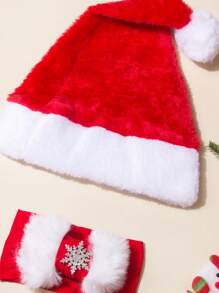 Baby Christmas Hat + Christmas Baby Headband Set Baby Christmas Decoration Christmas Gift, Boys And Girls Universal, Girl Fall Dress Red Accessories,Boy Dress,Xmas Gift,Xmas Decoration,Xmas Hair Accessories