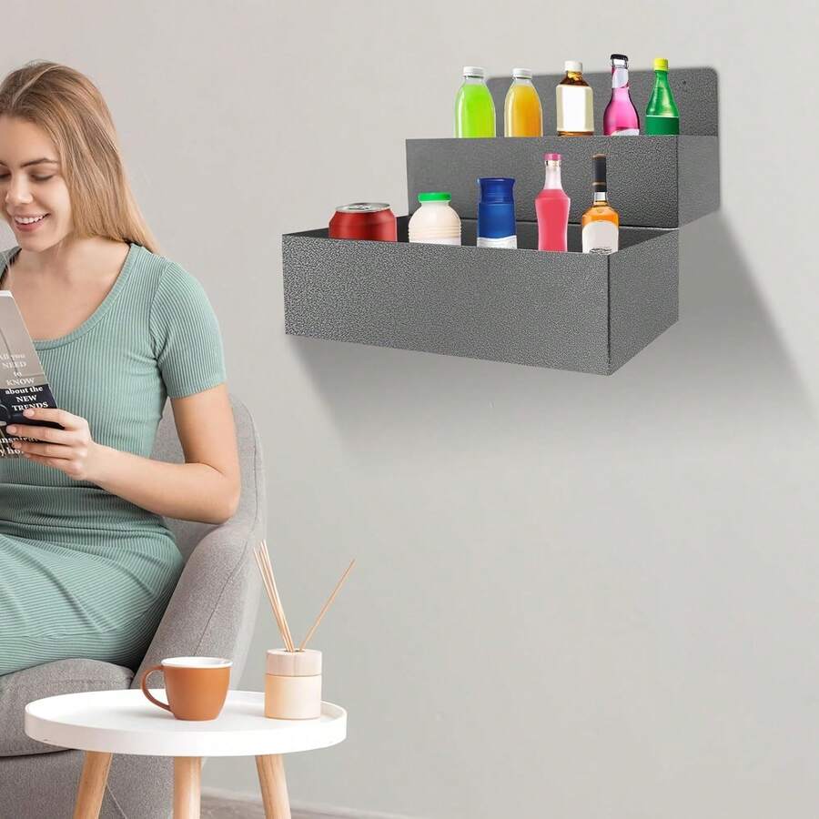 CNCEST 2Tier Wall Mounted Wine Rack, Stainless Steel Speed Rail Bottle