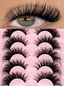 7 Pairs Asiteo Cat Eye False Eyelashes, Faux Mink Lashes, Flared Ends, Elongate Eye Shape, Natural & Lengthening Lash Extensions - 眼尾拉長款 - 查看 2
