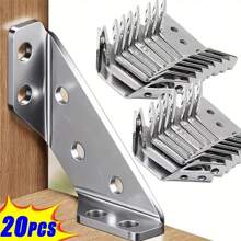 20pcs Heavy Duty Stainless Steel L-Shaped Brackets - 90° Corner Brace, For Cabinets And Furniture, Industrial Hardware With Screws Included