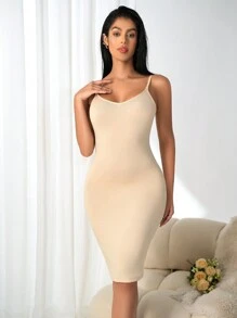 Shaping Bottoming Women's Dress Sexy Bottoming Dress Bodycon One-Piece Dress Female (Micro Shaping) - Beige - View 3