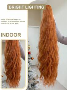 Tóc giả đuôi ngựa dài 26 inch màu cam, kiểu sóng nước, làm từ sợi tổng hợp, phù hợp cho bé gái và phụ nữ sử dụng hàng ngày. - trái cam - Xem 8