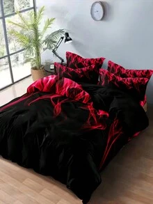 Bộ chăn ga gối họa tiết ngọn lửa tối giản & hiện đại 3 món - Mềm mại & thoải mái cho phòng ngủ, phòng khách và trang trí ký túc xá (1 vỏ chăn + 2 vỏ gối) - Nhiều màu - Xem 7