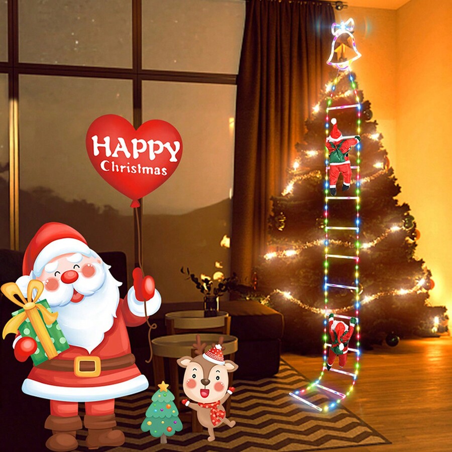 12Step Christmas Ladder Lights, USB Powered LED Climbing Santa Claus