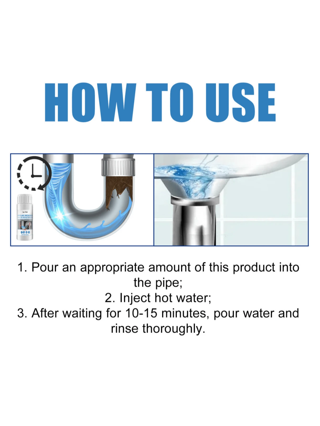 Pipe Dredging Maintenance Agent Toilet Drain Kitchen Sink Blockage Odor