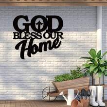 1 件上帝保佑家居标志，金属墙饰，独特家居礼物，家居装饰，墙壁装饰，壁挂，家居装饰，场景装饰，主题派对装饰，墙壁装饰，汽车装饰 - 黑色 - 查看 4