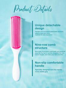 Peigne de mariage personnalisé Peigne personnalisé à neuf rangées Brosse démêlante 1/4 pièces pour cheveux naturels Brosse à cheveux personnalisée gravée Peignes à cheveux bouclés pour salon Convient à tous les types de cheveux pour femmes et hommes Cadeau, Brosse à cheveux / Peigne à cheveux (noir, blanc et violet)