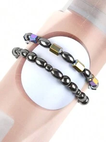 1PC Chuỗi chân đàn hồi đính hạt thủ công Trang sức trang trí chân Chuỗi chân hạt nam châm màu đen cho nam - Vòng chân - Xem 3