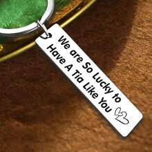 1 Móc khóa hình cô bằng thép không gỉ có mặt hình cây trái tim - Quà tặng tri ân khắc, hình thuôn dài có chữ, móc khóa trang trí cho nữ, lý tưởng cho ngày lễ tình nhân và Giáng sinh - Móc khóa hình nhẫn - Bạc - Xem 5