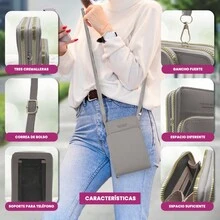 ONDA SHOP Crossbody Crossbody Bag For Cell Phone Women Lady - Grey - View 7