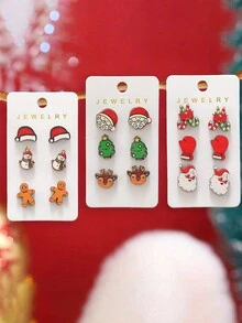 3 Cặp Hoa Tai Thời Trang Nữ Giáng Sinh Hoạt Hình Người Bánh Gừng Người Tuyết Mũ Ông Già Noel Đỏ Hoa Tai Nai Sừng Tấm In Màu Gỗ Cây Thông Noel Nhỏ Găng Tay Đỏ Nạng Đôi Râu Trắng Hoa Tai Ông Già Noel Quà Tặng Trang Sức Giáng Sinh Halloween Tiệc Giáng Sinh Cho Bạn Gái - Nhiều màu - Xem 1