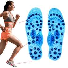 1 Pair Massage Insoles With 68pcs Transparent Blue & Black Magnetic Stones, Covering Whole Foot Acupressure Points, Soft PVC Material Suitable For All Shoes - Blue - View 3