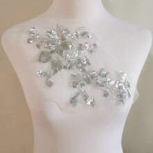 1 miếng vải thêu hoa ren sequin đính trang trí quần áo & trang trí may mặc - Nhiều màu - Xem 4