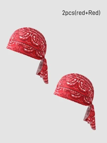 男女通用佩斯利图案弹性海盗头巾帽，适合日常使用