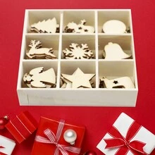 1 Hộp Đồ trang trí cây thông Noel bằng gỗ phong cách đồng quê Mỹ sáng tạo, Phụ kiện trang trí Giáng sinh DIY - Nhiều màu - Xem 8