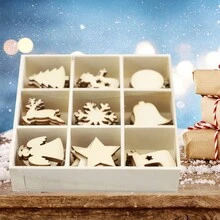 1 Hộp Đồ trang trí cây thông Noel bằng gỗ phong cách đồng quê Mỹ sáng tạo, Phụ kiện trang trí Giáng sinh DIY - Nhiều màu - Xem 6