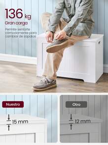 VASAGLE Shoe Changing Stool - White - View 5