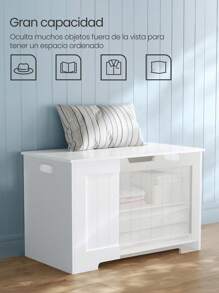 VASAGLE Shoe Changing Stool - White - View 3
