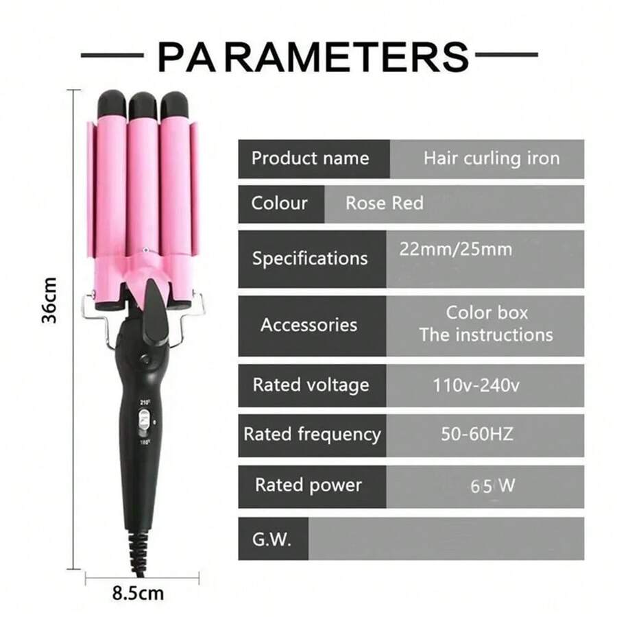 Triple Barrel Hair Waver, Ceramic Curling Iron With Adjustable