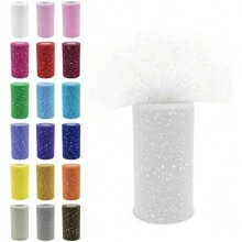 10 yards de rouleau de tulle à sequins pailletés - tissu de tulle en filet doux, pour la décoration de mariage et de fête, couture artisanale, accessoires de tutu, toile de fond de mariage, décoration de scène