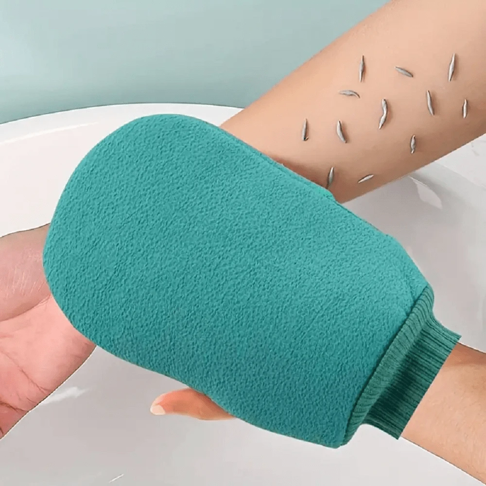 1 pieza Guantes exfoliantes para la ducha, manopla exfoliante de toalla de baño, guantes exfoliantes de doble cara, para masaje y exfoliación corporal, accesorios de baño para el Body - Multicolor - Ver 1