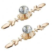 5 Pieces Set Of Elegant Gold Rhinestone Crystal Glass Handles With Tray - Polished Finish, Highly Attractive Multifunctional Kitchen, Bathroom And Office Decorative Glass Handles, Crystal Handles For Drawers And Cabinets - Multicolor - View 24