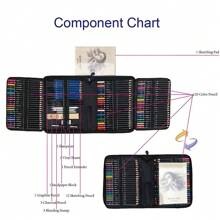 144Pcs Sketching & Drawing Pencils Art Kit,Professional Drawing Art Tool Kit CharcoalGraphiteWatercolorMetallicColored Drawing Pencils Set For Artists,Beginners,Adults,Kids,Teens - 如圖所示 - 查看 2