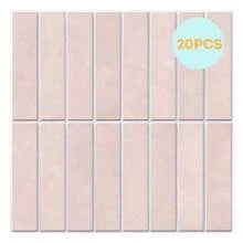 COMMOMY 3D Tile Stickers, 3D Mosaic Texture Peel And Stick Wall Tiles, Matte, Water And Mold Proof, 30 X 30cm, For Kitchen Decor, Bathroom Backsplash, RVs, Renters Wall Decor, Bedroom Decor, Pink Room Decor