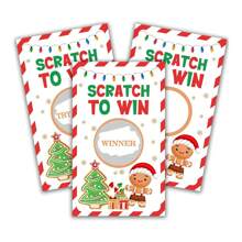 圣诞刮刮卡，35 张带贴纸的刮刮卡，有趣的节日派对游戏卡圣诞派对刮刮卡游戏，派对用品 - 白色 - 查看 1