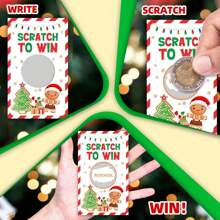 圣诞刮刮卡，35 张带贴纸的刮刮卡，有趣的节日派对游戏卡圣诞派对刮刮卡游戏，派对用品 - 白色 - 查看 2