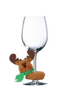 1 件圣诞酒杯套，圣诞老人、雪人、驯鹿图案酒杯盖，高跟鞋形玻璃杯架，圣诞小礼物法兰绒杯垫，用于酒杯装饰，圣诞派对装饰 - 彩色 - 查看 11